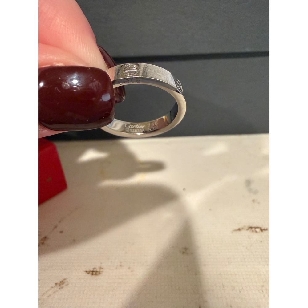 Cartier Love Ring Unisex Size 52 18k White Gold Excellent 750 Band 52833A Box
